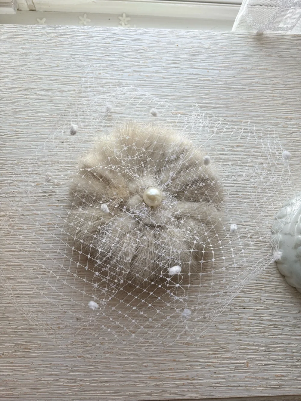 VTG Mink Fur Mesh Veil Fascinator Hat